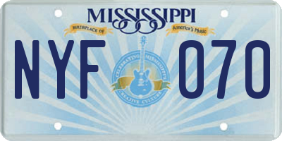MS license plate NYF070