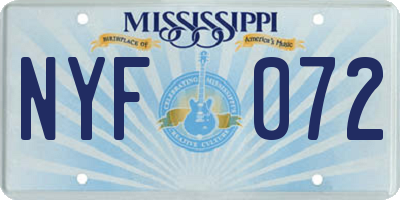 MS license plate NYF072
