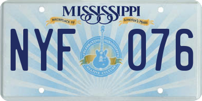 MS license plate NYF076