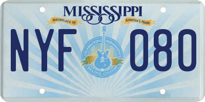 MS license plate NYF080