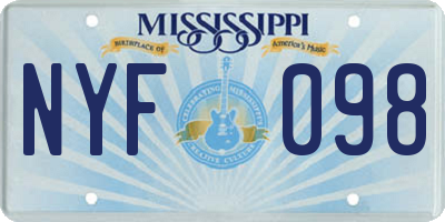 MS license plate NYF098
