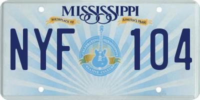 MS license plate NYF104