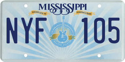 MS license plate NYF105