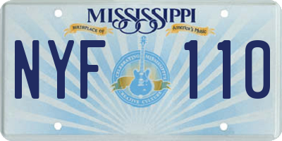 MS license plate NYF110