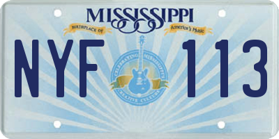 MS license plate NYF113