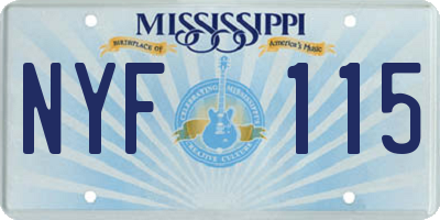 MS license plate NYF115