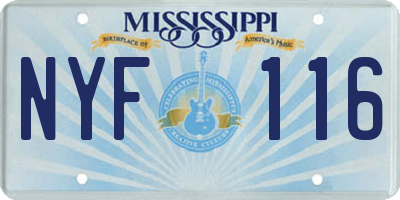 MS license plate NYF116