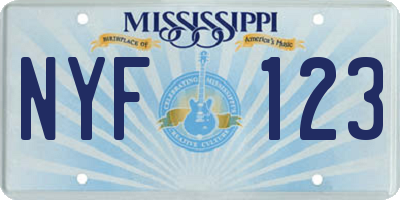 MS license plate NYF123