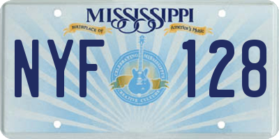 MS license plate NYF128