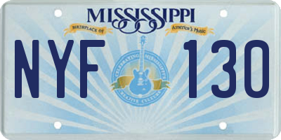 MS license plate NYF130