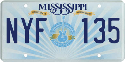 MS license plate NYF135