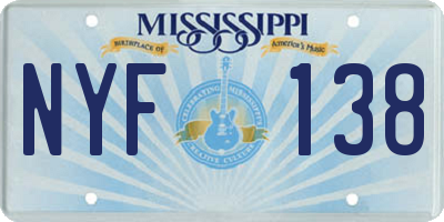 MS license plate NYF138