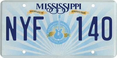 MS license plate NYF140