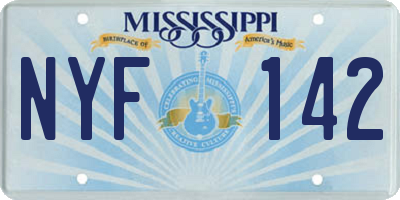 MS license plate NYF142