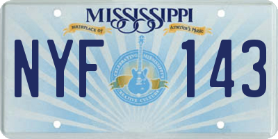 MS license plate NYF143