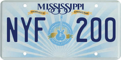 MS license plate NYF200