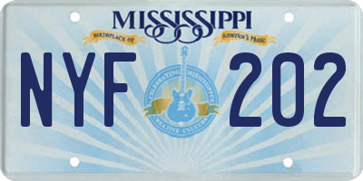 MS license plate NYF202