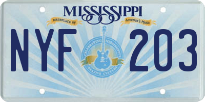 MS license plate NYF203