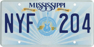 MS license plate NYF204