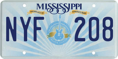MS license plate NYF208