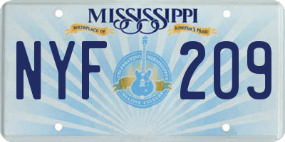 MS license plate NYF209