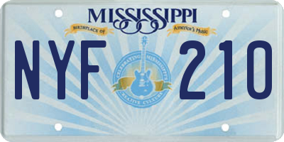 MS license plate NYF210