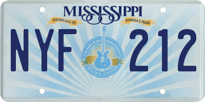 MS license plate NYF212