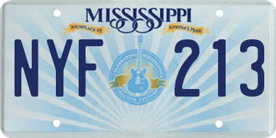 MS license plate NYF213