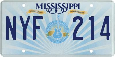 MS license plate NYF214