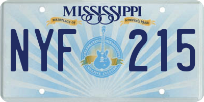 MS license plate NYF215