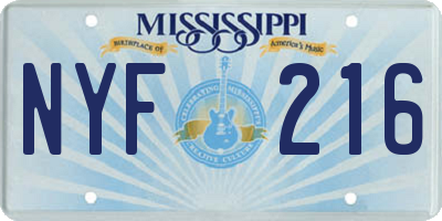 MS license plate NYF216