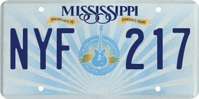 MS license plate NYF217
