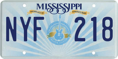 MS license plate NYF218