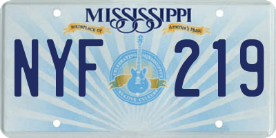 MS license plate NYF219