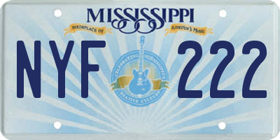 MS license plate NYF222