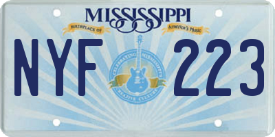 MS license plate NYF223