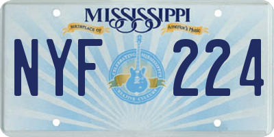 MS license plate NYF224