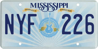 MS license plate NYF226
