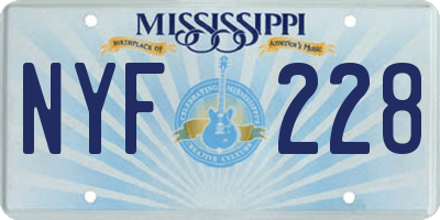 MS license plate NYF228