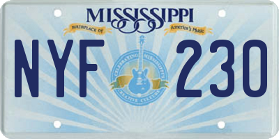 MS license plate NYF230