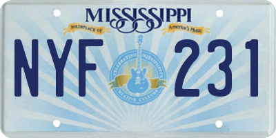 MS license plate NYF231