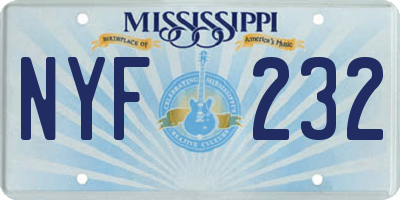 MS license plate NYF232