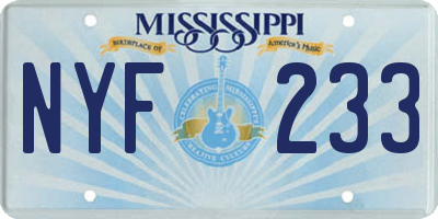 MS license plate NYF233