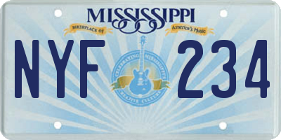 MS license plate NYF234