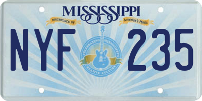MS license plate NYF235