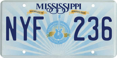 MS license plate NYF236