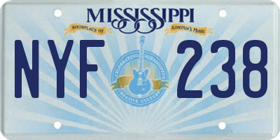MS license plate NYF238