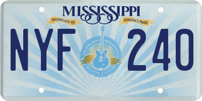 MS license plate NYF240