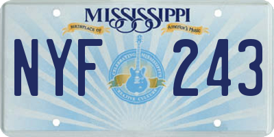 MS license plate NYF243