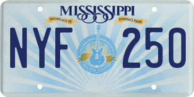 MS license plate NYF250
